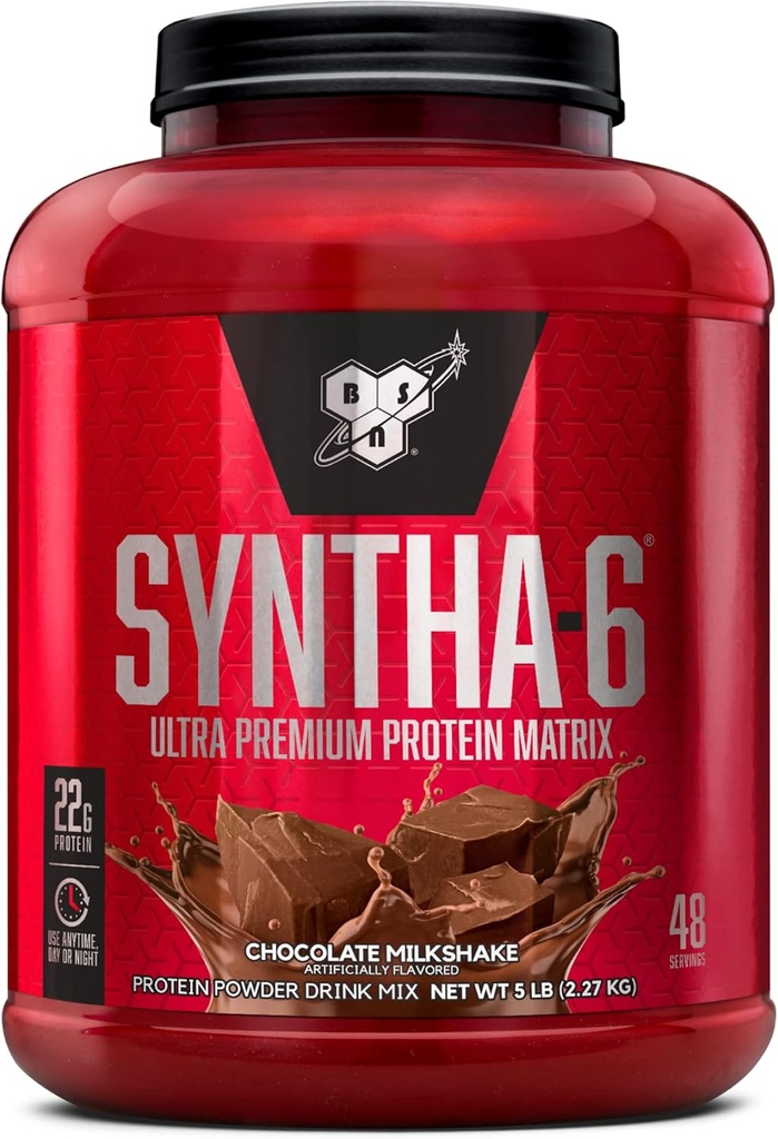 BSN SYNTHA- 6 Whey Protein Powder with Micellar Casein, Milk Protein Isolate, Chocolate Milkshake, 48 Servere (Packaging May Vary)