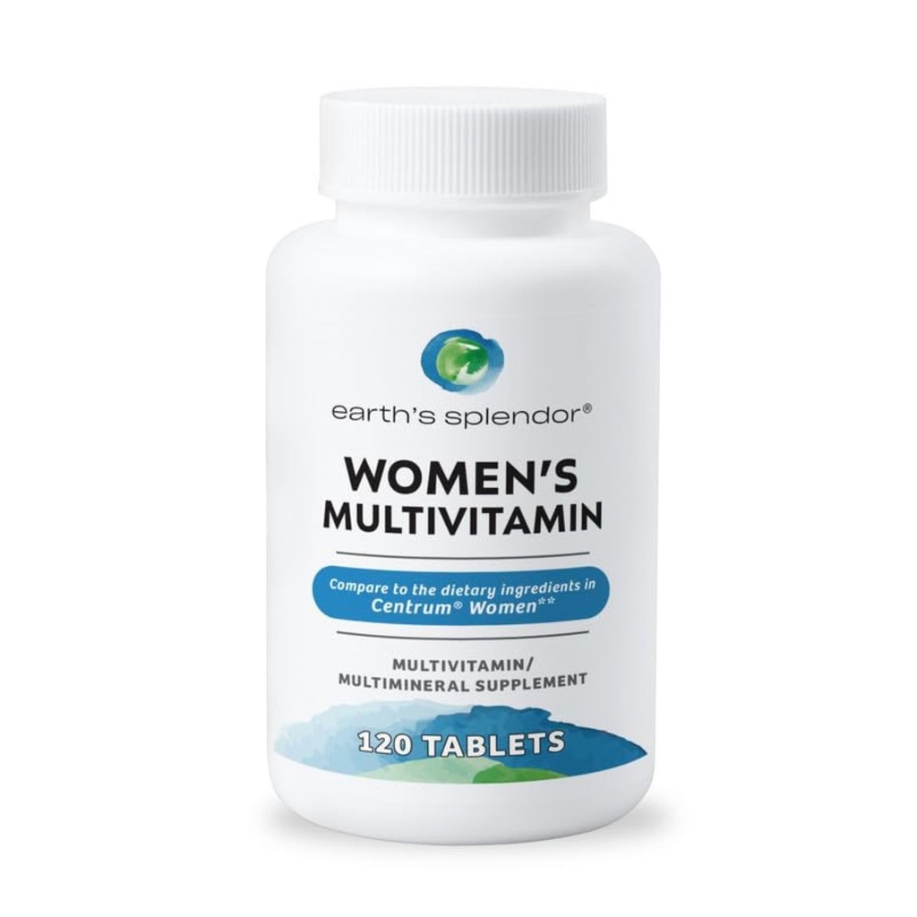 Jordens Splendor Kvinder Multivitamin, Samlet Wellness Support, Multimineral Kosttilskud, Hjælper Support Metabolisme, Vitamin B12, Vitamin A, C, D, E, K, B6, Biotin (120 immunsupporttabletter)