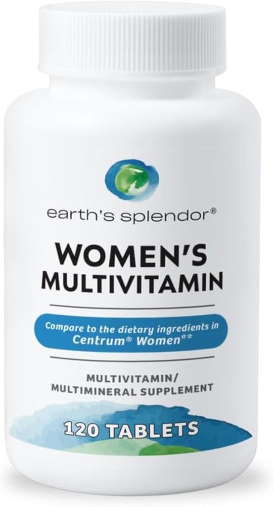 Jordens Splendor Kvinder Multivitamin, Samlet Wellness Support, Multimineral Kosttilskud, Hjælper Support Metabolisme, Vitamin B12, Vitamin A, C, D, E, K, B6, Biotin (120 immunsupporttabletter)