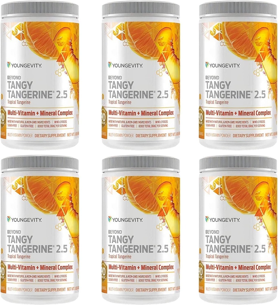 Youngevity Beyond Tangy Tangerine 2.5 Tropical Tangerine Ultimate Multi-Vitamin & Mineral Complex - Made With Natural & Whole Foods | 8,000 ORAC (6)