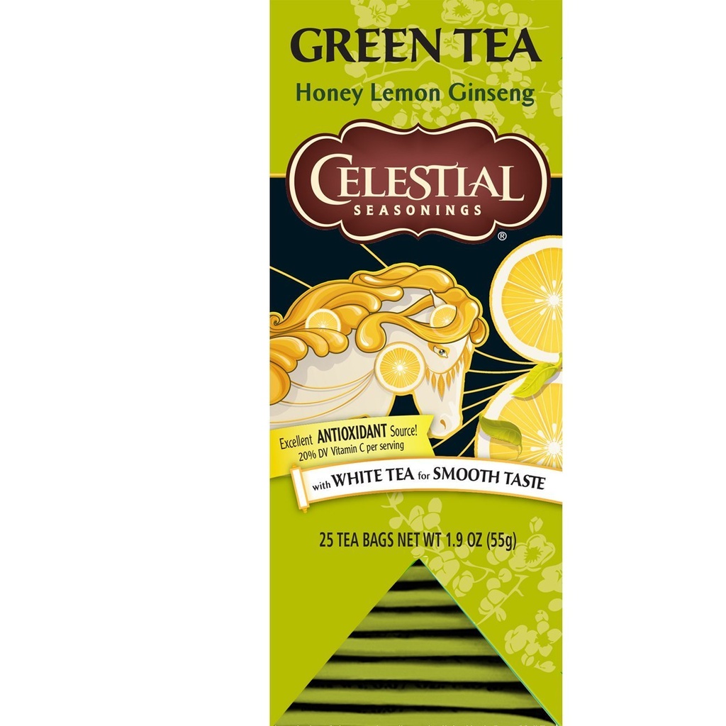 Himmelske årer grøn te, honning Lemon Ginseng, 25 greve (pakke med 6)