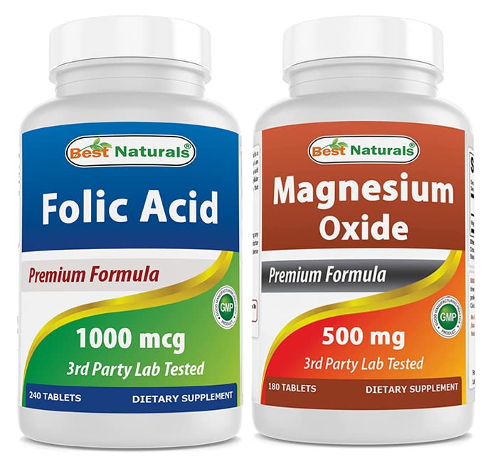 Bedste Naturals Folinsyre 1000 mcg & Magnesiumoxid 500 mg