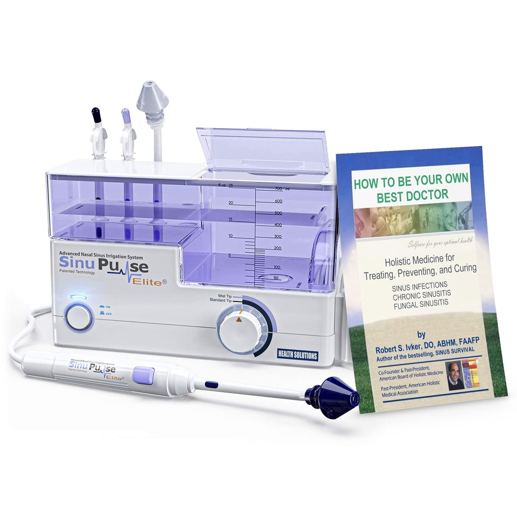 SinuPulse Elite Advanced Nasal Vanding System, Pulserende Nasal Congestion Relief & Sinus Rinse Machine, mere effektiv end Neti Pot, Næsespray eller Nasal Vask flaske, med 30 SinuAir Packets