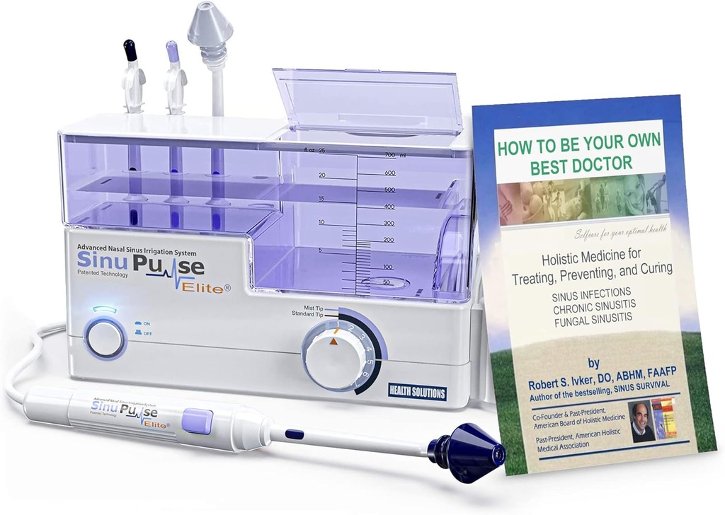 SinuPulse Elite Advanced Nasal Vanding System, Pulserende Nasal Congestion Relief & Sinus Rinse Machine, mere effektiv end Neti Pot, Næsespray eller Nasal Vask flaske, med 30 SinuAir Packets