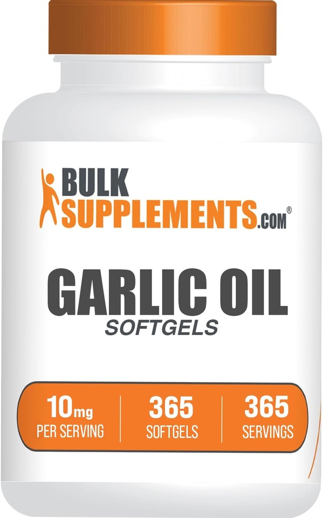 BulkSupplements.com Hvidløg Oil Softgels - Laged Hvidløg Supplement, Odorless - Gluten Free, 1 Softgel per Serving (10mg), 365 Greve (Pack of 1)