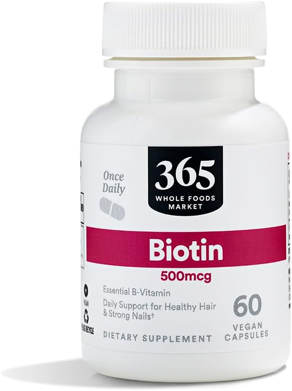 365 af Whole Foods Market, Biotin Vegetary Capsules, 500 MCG, 60 CT