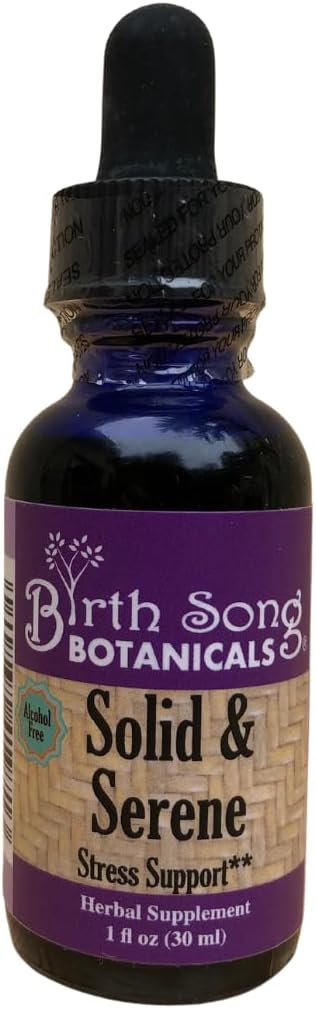 Fødsel Song Botanicals Solid & Serene Herbal Stress og Mood Support Tinktur - Kamille, Passionflower, Valerian Liquid Drops til Stress Support - Non- Habit Forming Natural Supplement