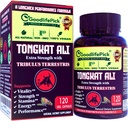Extra Strength Tongkat Ali med Tribulus Terrestris. Kraftig (100: 1) Longjack / Tongkat Ali Extract. 120 Veg Kapsler Tongkat Ali for Men.All Natural, Non- GMO, Vegan, No Stearate, No Rice Powder