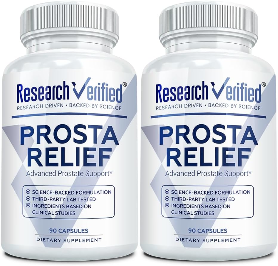 Forskning Verified ® Prosta Relief - Saw Palmetto og Bioperine ® - Prostate Health; Bstige & Urinary Health, Drive and Performance; Pure Natural, 90 kapsler (pakke med 2)