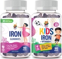 SUNNY SAM Iron Gummies for børn og voksne - Iron Vitaminer med C-vitamin, 10mg per servering - Iron Chewable Fruit Gummy til immunforsvar Red Blood Cell Production
