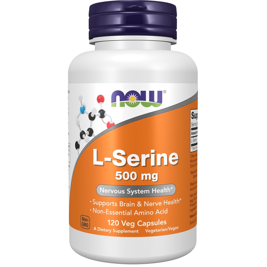 NU Kosttilskud, L- Serine 500 mg, Nervesystemet Sundhed, 120 Veg kapsler