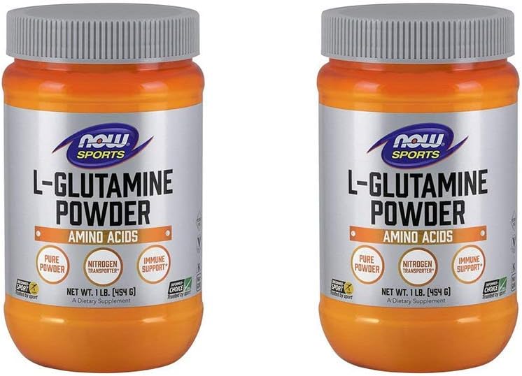 Now Foods L- Glutamin Pure Powder, 16 Ounce (pakke med 2)