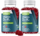 VITEEY Vitamin D3 K2 Gummies - 1000 IE Vitamin D3 og K2 100mcg - Knogler og hjerte sundhed for voksne og teenagere - Vegetarisk, Gelatine fri, GMO fri - Tasty Chewable D3K2 Vitamin Strawberry Flavored Gummy