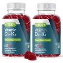 VITEEY Vitamin D3 K2 Gummies - 1000 IE Vitamin D3 og K2 100mcg - Knogler og hjerte sundhed for voksne og teenagere - Vegetarisk, Gelatine fri, GMO fri - Tasty Chewable D3K2 Vitamin Strawberry Flavored Gummy
