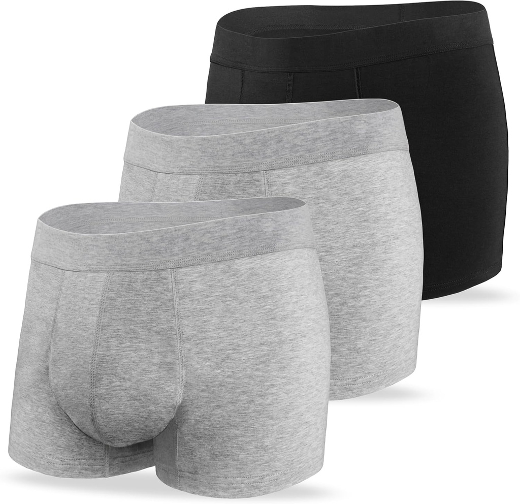 Inkontinens Undertøj for mænd læk Bevis Høj Absorbence 2.3 oz Bstige Control Urin Beskyttelse Bokser Broer Vaskbar Genanvendelig 3 Pack (1 Black-2 Light Gray, M)