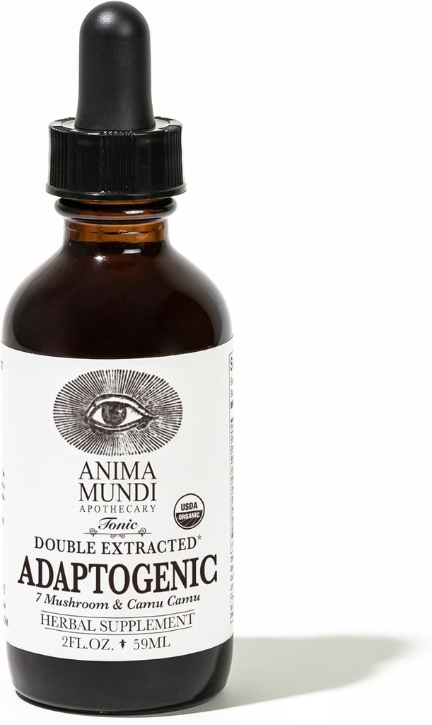Anima Muni Apotekary Adaptogene 7 Mushroom Drops - med Organic Mushroom Ekstrakter - Liquid Immunity Support Tinktur med Reishi, Lions Mane, Cordyceps & Chaga Mushroom Liquid Extract (2oz)
