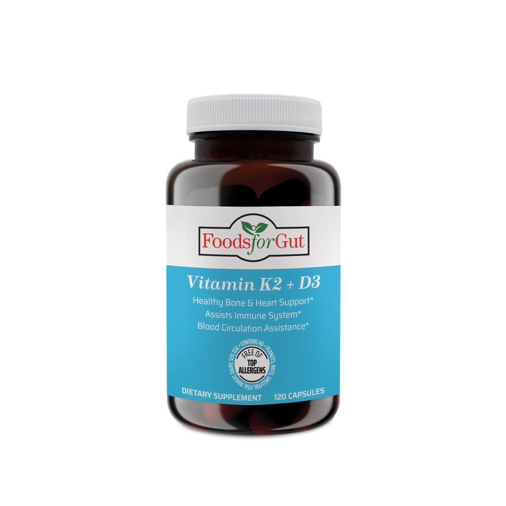 Vitamin K2 (MK7) D3 & BioPerine ® Black Pepper Extract 124; 120 Kapseler 124; Fri for Top Allergens
