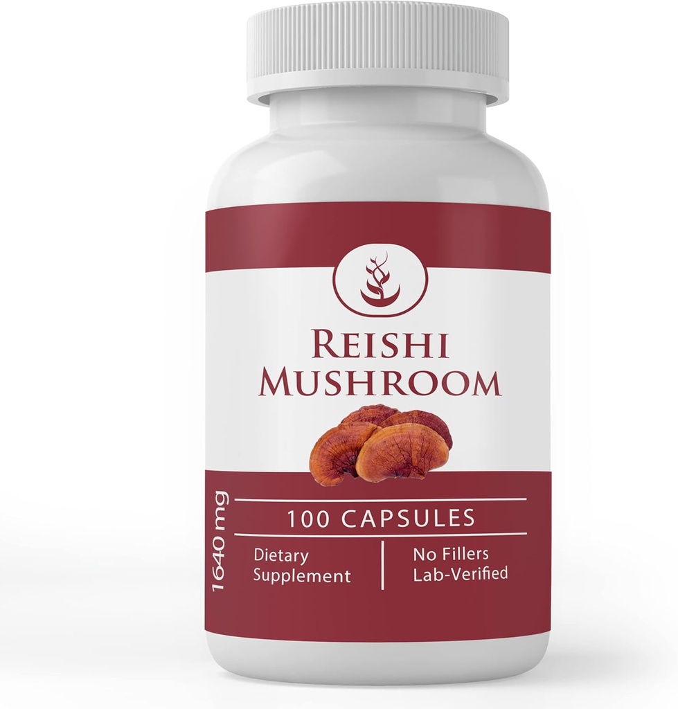 Pure Original Ingredienser Reishi Mushroom, (100 kapsler) Altid Pure, Ingen tilsætningsstoffer eller Fillers, Lab Verified