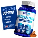 Vi kan lide Vitaminer Resveratrol 1000mg per servering - 180 Let at synke Veggie kapsler - Natural Resveratrol Supplement 1000mg - Antioxidant Supplement Hjælper support Anti- Aging og immunsystem