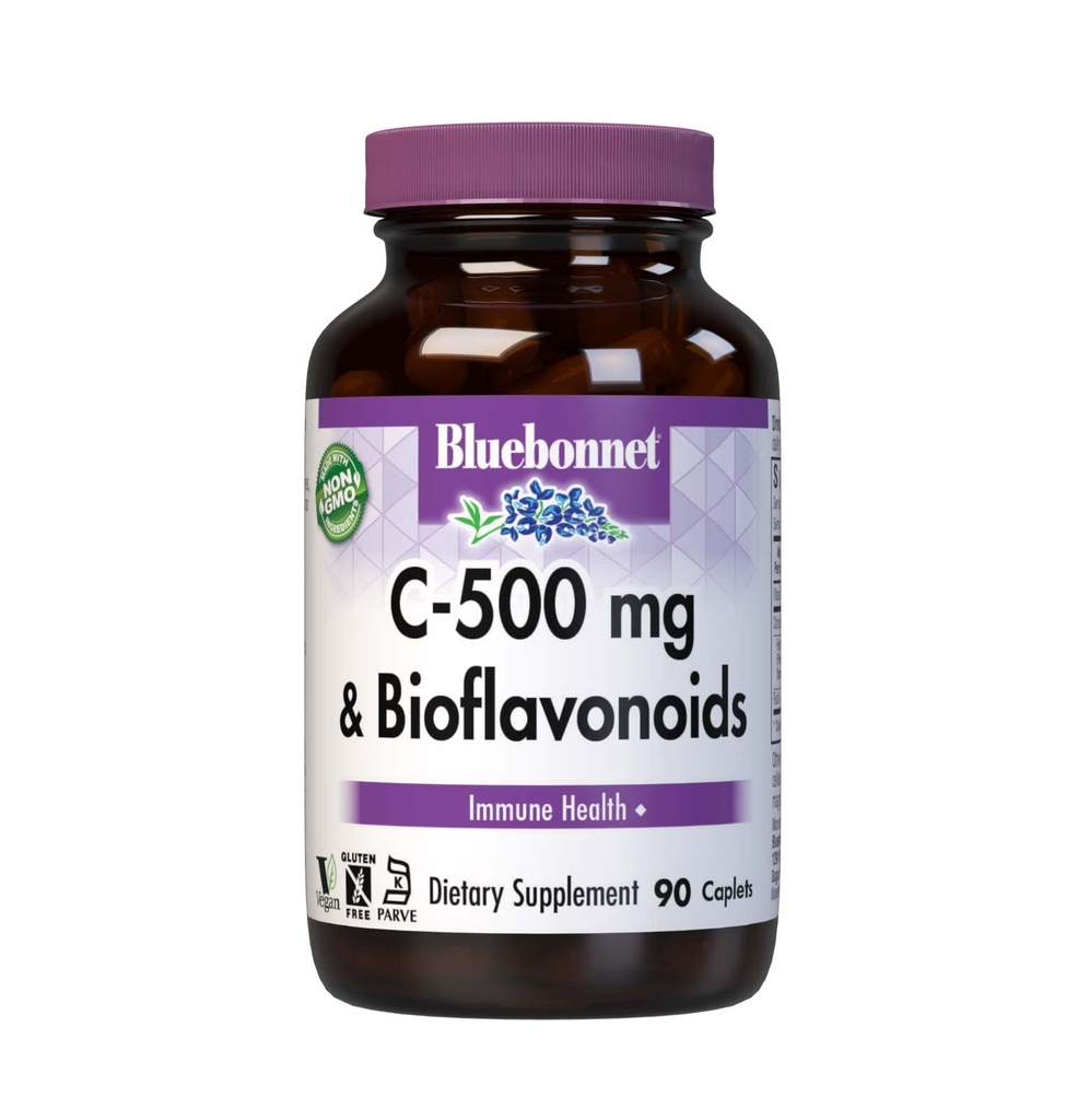 BlueBonnet Vitamin C 500 mg Plus Bioflavonoider Caplets, 90 Greve (743715005228)
