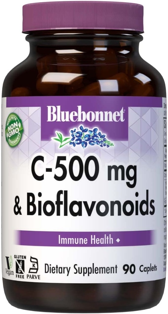 BlueBonnet Vitamin C 500 mg Plus Bioflavonoids Caplets, 90 Count (743715005228)