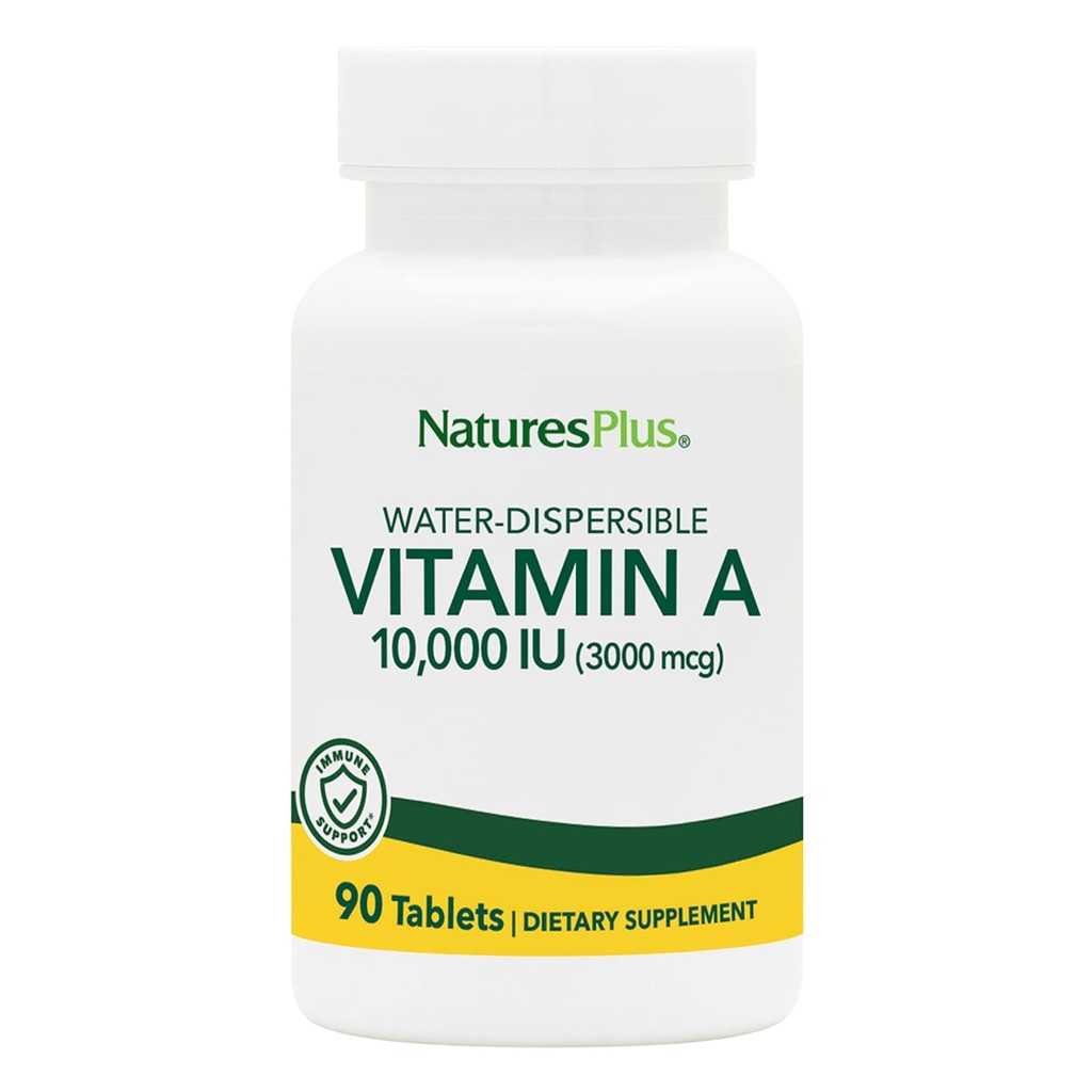 NaturesPlus vitamin A (Palmitat) - 10.000 iu - Sund hud, øjne, Vision & Immunsystem - Vand Opløselig for maksimal absorption - 90 Vegetariske tabletter (90 Servere)