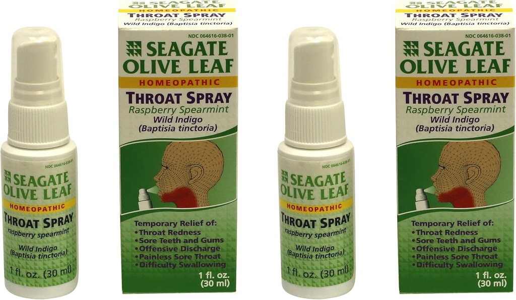 Seagate Products Homøopatiske Olive Leaf Hals Spray (pakke med 2) 1 Ounce Raspberry-Spearmint