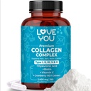 Love You Premium Collagen Complex - Type I, II, III, V & X - Hår, Hud, Nails, Joints & Gut Support - Hydrolyzed Bovin Collagen Peptider - Grass- Fed, Non- GMO, 120 Kapsler, USA Made