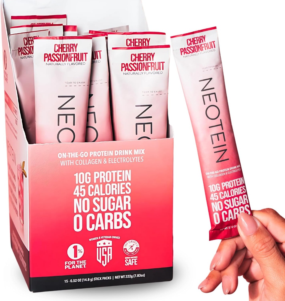 NEOTEIN: Electrolyte Powder Packets, Protein Powder with 10g Protein & Collagen Note 124; Hydration Packets - Zero Sugar, NO Fillers, NO Carbs
