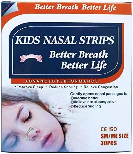 30 Natural drug- Free Kids Better Breath Nasal Strips for Nasal Congestion, Allergi, Cold, Flu, Sinus, Stuffy Næse, Snoring, Deviated Septum, Sleep Aid, Atletisk ydeevne - Age 5 og derover