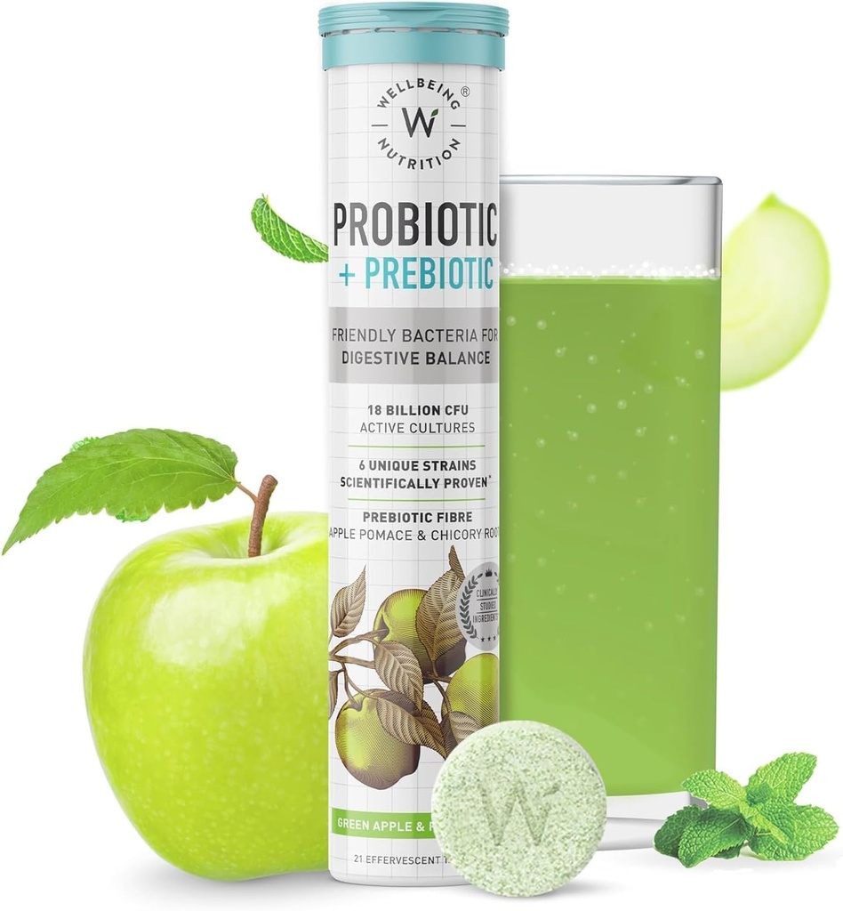 Wellbeing Nutrition Daily Probiotika + Prebiotics Note 124; Forbedre stofskifte, Syreevne Relief, fordøjelse & Gut Health