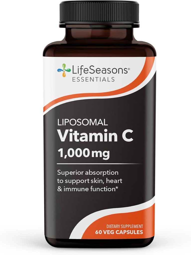 LifeSeasons Essentials Liposomal - C-vitamin supplement - understøtter hud hjerte & øger immunitet - Forbedrer Collagen produktion - Antioxidanter til stress Relief - 60 kapsler