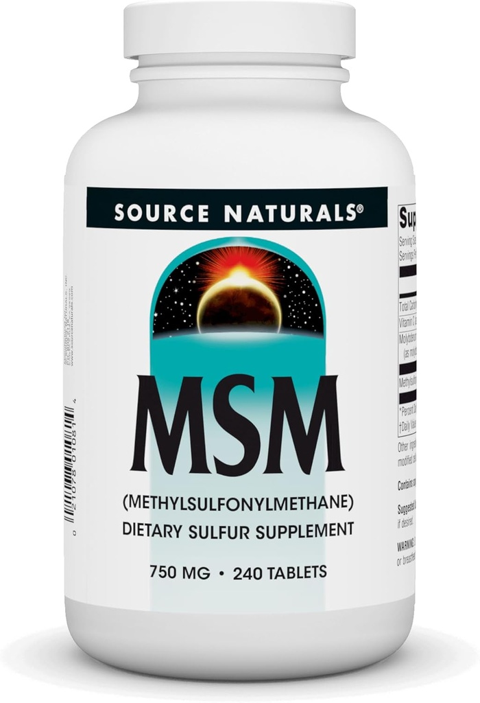 Source Naturals MSM (methylsulfonylmethan), 750mg - 240 tabletter