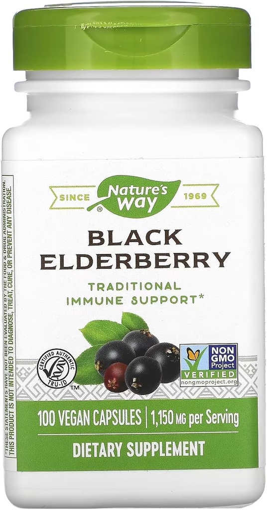 Nature 's Way Black Elderberry 100 kapsler