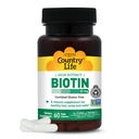 Country Life Vitaminer High Potency Biotin 10.000 mcg (10 mg), 60 Count - Supplement for Hår, Skalp & Nails - Certified Gluten Free