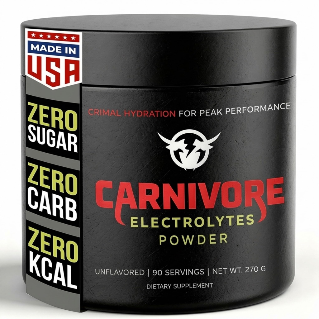 Premium Hydration Powder til Carnivore Diet - Balanceret Electrolyte Support, Zero Carb, Keto Friendly - Supplement til optimal energi & inddrivelse - 90 Servering (Unflavored)