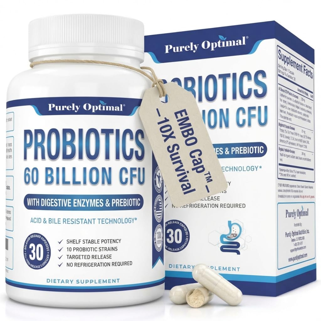 Helt Optimal Premium Probiotika 60 milliarder CFU w / Organic Prebiotics & fordøjelsesenzymer