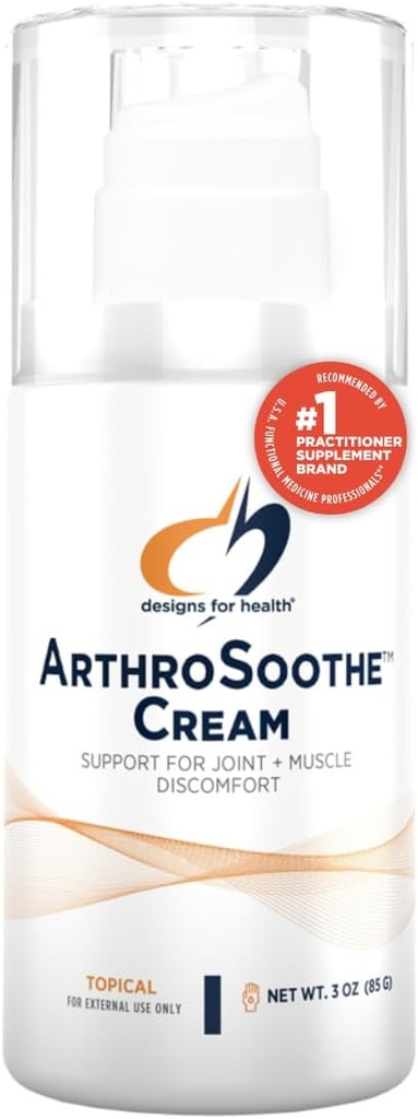 Design for sundhed ArthroSoothe Cream - Muskel & fælles støtte Emne Lotion - Funktioner Hyaluronsyre & Glucosamin - Lavet med pebermynte, Eucalyptus & Tea Tree Væsentlige olier - Non-GMO - 3 oz