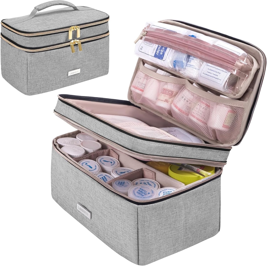 Medicine Storage Bag Pill Flaske Organizer med transportable små Pouch Travel Medication Flaske Organizer for Emergency Home Førstehjælp Box Kit (Gray)