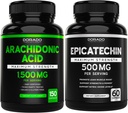 Arachidonic Acid (150 Capsules) - Muscle and Strength Supplement for Muscle Mass & Recovery for Men & Women and Epicatechin Extract (60 Capsules) Supports Lean Muscle Pump & Gains - Non-GMO & Vegan