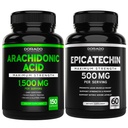 Arachidonic Acid (150 kapsler) - Muskel og styrke supplement til muskelmasse & inddrivelse for mænd & kvinder og Epicatechin ekstrakt (60 kapsler) Understøtter Lean Muskelpumpe & Gains - Non-GMO & Vegan
