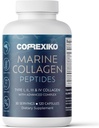 CORREXIKO Marine collagen supplement piller - 1800 mg hydrolyseret collagen peptider per servering med tilsat hyaluronsyre, C-vitamin & mineraler - for hår, hud og negle - 120 kapsler 30 dages forsyning