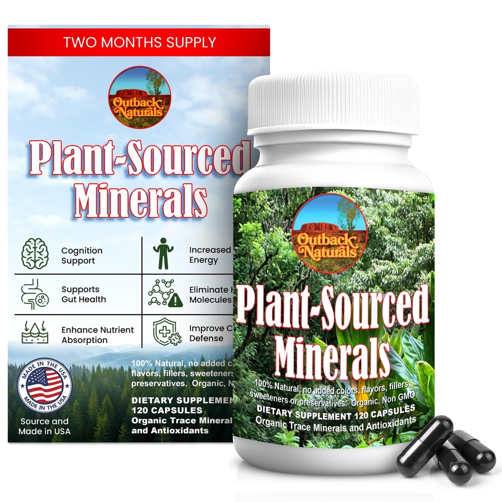 Fulvic Humic Mineral Blend of Plant- sourced Trace Minerals, Electrolytes, Gut Health, Kognitiv & immunforsvar, Pure Vitality Formel for Styrke - 120 kapsler
