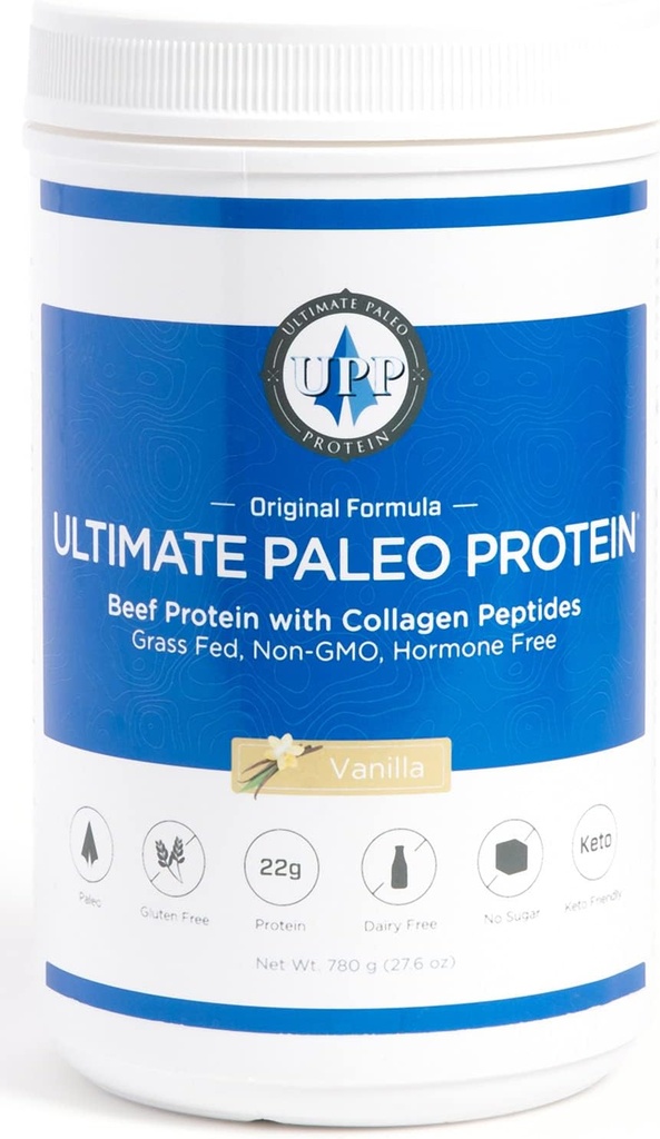 Ultimate Paleo Protein Powder | Premium Grass Fed Beef Protein with Collagen Peptides | Paleo Friendly, Gluten Free, Keto Friendly, No Artificial Sweeteners or Preservatives - Vanilla, 30 Servings