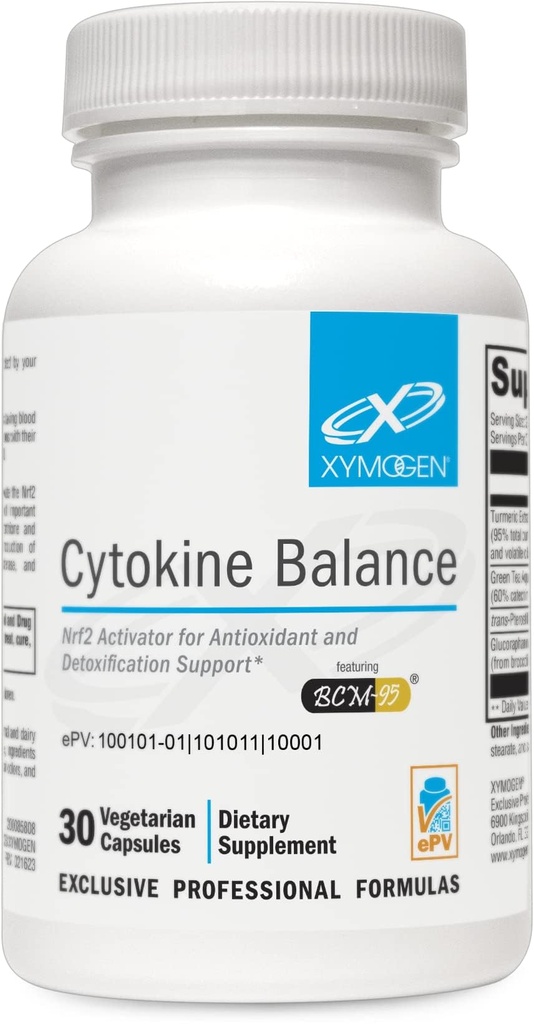 XYMOGEN Cytokine balance for antioxidant og afgiftning Support - Green Tea Extract, Trans- Pterostilben, Gurkemeje Extract, Glucoraphanin (30 kapsler)