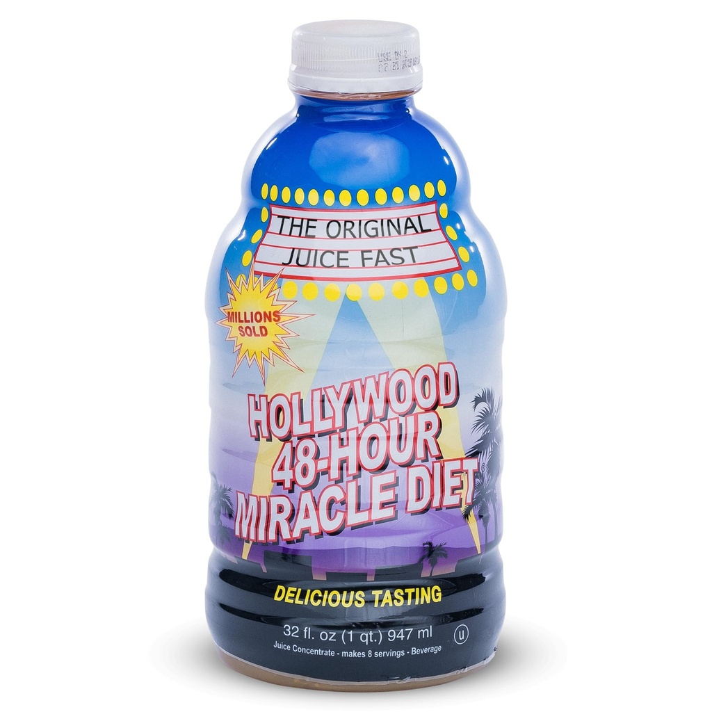Hollywood-diæt - 48-timers Miracle Fruit Juice Cleanse Diet 1-Pack, Detox Cleanse for vægttab & foryngelse, fødevarer erstatning, hurtig fungerende kost, vægttab drik, 32 Fl. Oz.