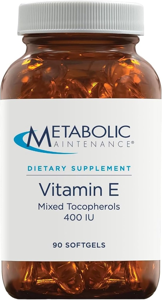 Metabolisk vedligeholdelsesvitamin E Complex (blandede tocopheroler) 400 IE med D- Alpha D- Beta D- Gamma + D- Delpha Supplement - Kardiovaskulær + antioxidant Support (90 kapsler)