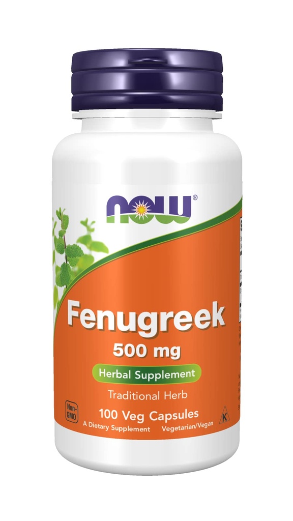 Now Foods Supplements, Fenugreek (Trigonella foenum- graecum) 500 mg, Herbal Supplement, 100 Veg kapsler