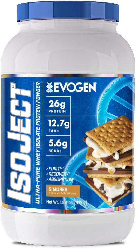 Evogen Isoject - Whey Protein Isolate Memory 124; Ultra- Pure Whey Protein Powder med Identitor Enzymes, BCAA og EAAs Memory 124; Forbedret Absorption & Recovery Memory 124; S 'Mores Memory 124; 25 Serveringer