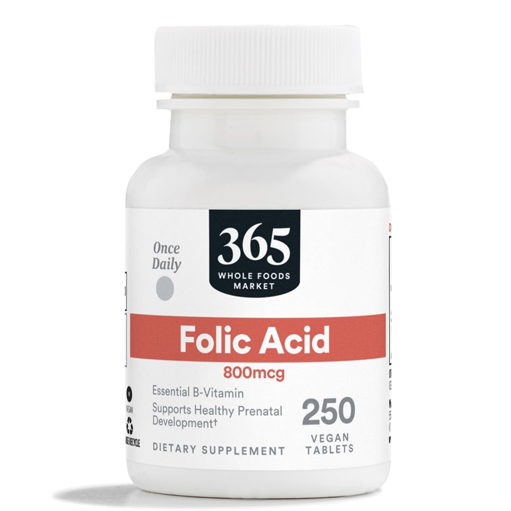 365 af Whole Foods Market, Folinsyre 800mcg, Vegan, 250 tabletter